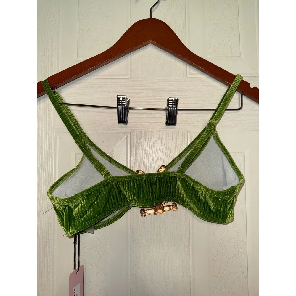 Micas Bikini Set Bikini‎ Swimsuit 2 Piece Green Wrinkled Cloth Medium